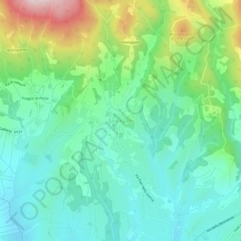 Carte topographique Sant'Agata, altitude, relief