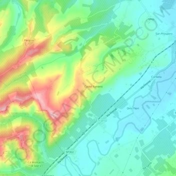 Carte topographique Castel Raniero, altitude, relief