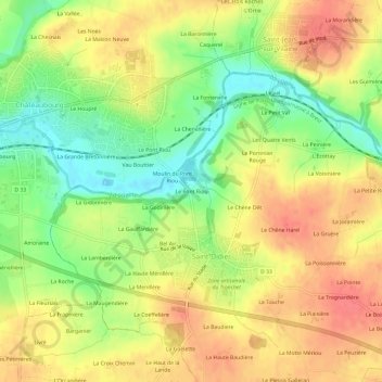 Carte topographique Le Pont Riou, altitude, relief