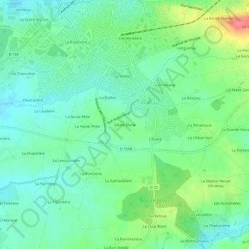 Carte topographique Sainte-Marie, altitude, relief