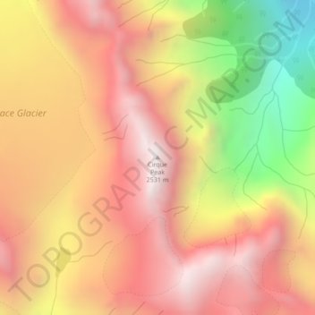 Carte topographique Cirque Peak, altitude, relief