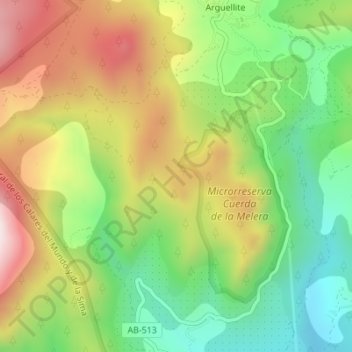 Carte topographique Cuerda de la Melera, altitude, relief