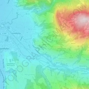 Carte topographique Walten, altitude, relief