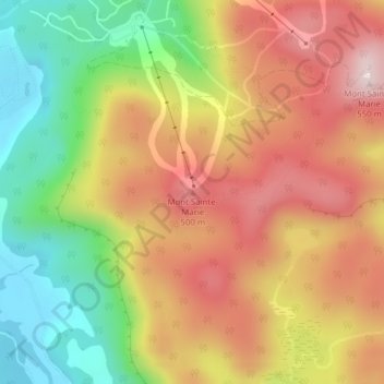 Carte topographique Mont Sainte-Marie, altitude, relief
