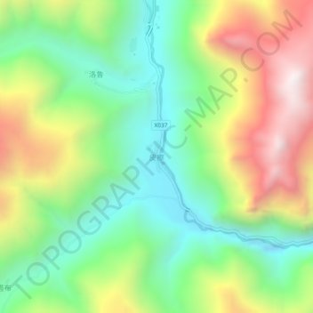 Carte topographique 皮擦, altitude, relief