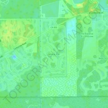 Carte topographique Wildcat Run, altitude, relief