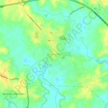 Carte topographique La Victoria, altitude, relief