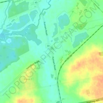 Carte topographique Putnam, altitude, relief