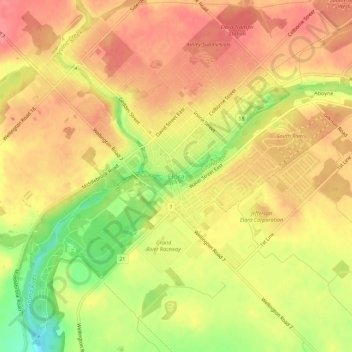 Carte topographique Elora, altitude, relief