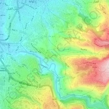 Carte topographique Mkalles, altitude, relief
