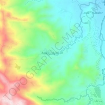 Carte topographique Upper Maculan, altitude, relief