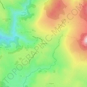 Carte topographique Chanalettes, altitude, relief
