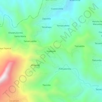 Carte topographique Ixcatépec, altitude, relief