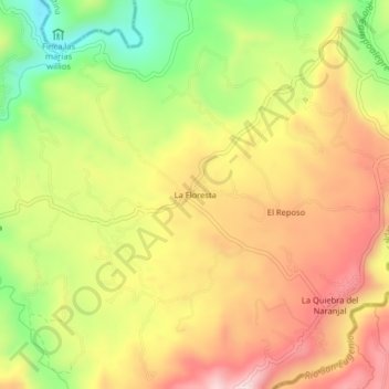 Carte topographique La Floresta, altitude, relief