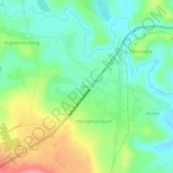 Carte topographique Noun, altitude, relief