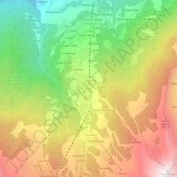 Carte topographique Pila, altitude, relief