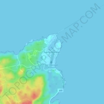 Carte topographique Fuerte Sherman, altitude, relief