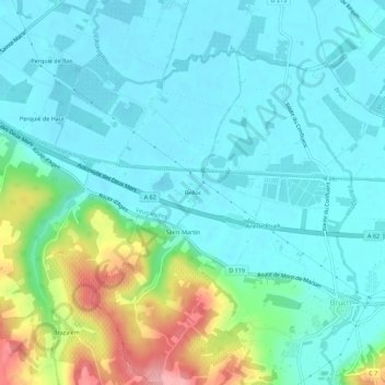 Carte topographique Belloc, altitude, relief