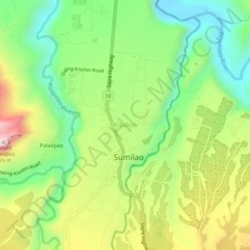 Carte topographique Kisolon, altitude, relief
