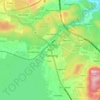 Carte topographique Petet, altitude, relief