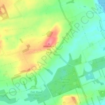 Carte topographique Whitekirk, altitude, relief