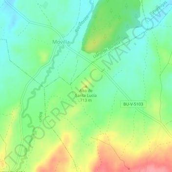 Carte topographique Alto de Santa Lucía, altitude, relief