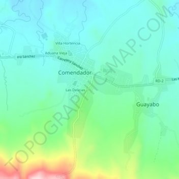 Carte topographique La Antena, altitude, relief