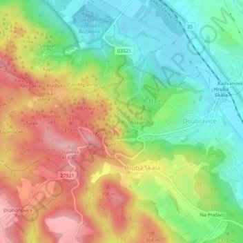 Carte topographique Nelke, altitude, relief