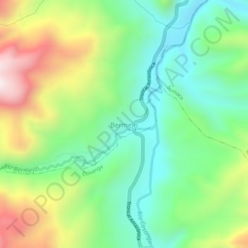 Carte topographique Bermejo, altitude, relief