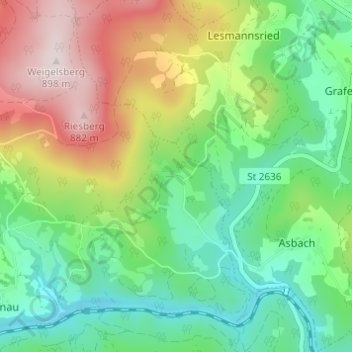 Carte topographique Oberbrettersbach, altitude, relief