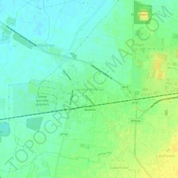 Carte topographique Spinetta Marengo, altitude, relief