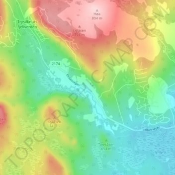 Carte topographique Eltdalen, altitude, relief
