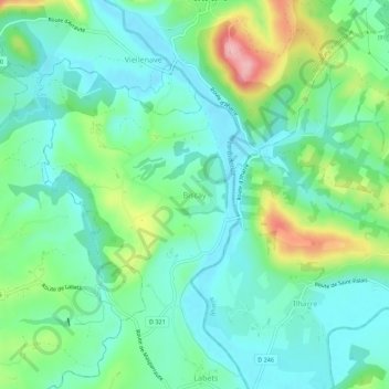 Carte topographique Biscay, altitude, relief