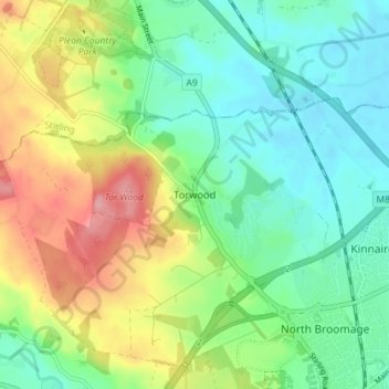 Carte topographique Torwood, altitude, relief