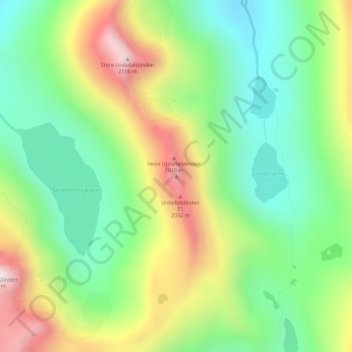 Carte topographique Midtre Urdadalstinden, altitude, relief