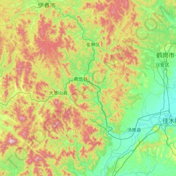 Carte topographique 南岔县, altitude, relief