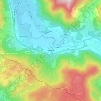 Carte topographique Le Chêne, altitude, relief