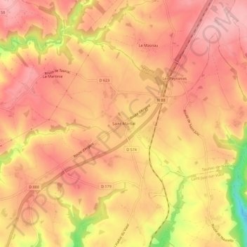 Carte topographique Saint-Martial, altitude, relief