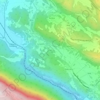 Carte topographique Colle, altitude, relief