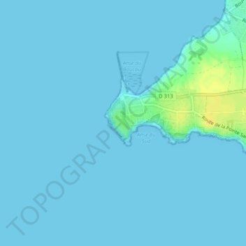 Carte topographique Pointe Saint-Gildas, altitude, relief