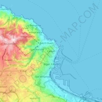 Carte topographique Casbah, altitude, relief