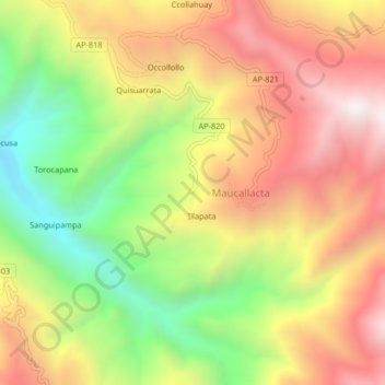Carte topographique Pampallacta, altitude, relief