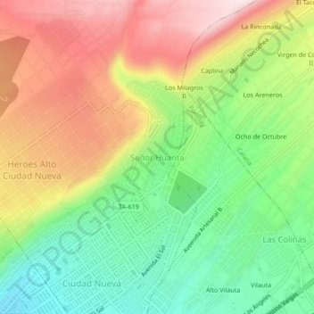 Carte topographique Señor Huanta, altitude, relief