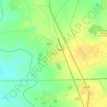 Carte topographique Kendri, altitude, relief