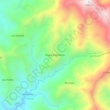Carte topographique Nueve Esperanza, altitude, relief