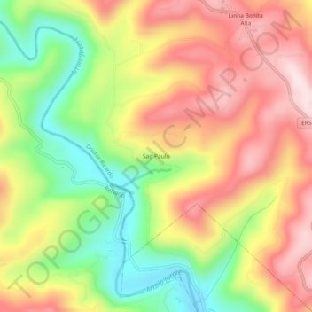 Carte topographique Sao Paulo, altitude, relief