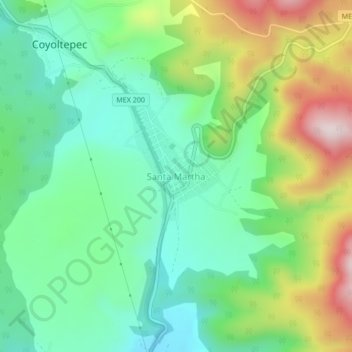 Carte topographique Santa Martha, altitude, relief