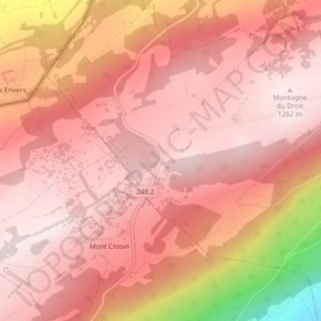 Carte topographique Col du Mont Crosin, altitude, relief
