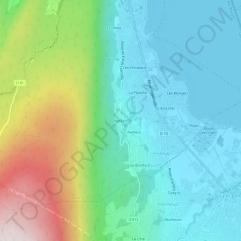Carte topographique Avellard, altitude, relief