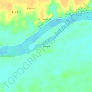 Carte topographique Caracarai, altitude, relief